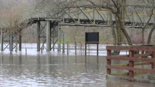 River Severn breaks banks near the Iron Bridge as flood waters hit high [upl. by Nnaycnan380]