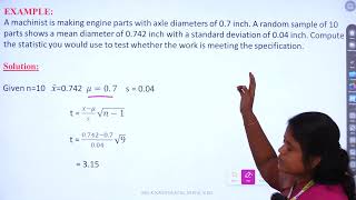 GATE CLASS 2024  PROBABILITY AND STATISTICS  tTEST MsKKAVITHA  SA ENGINEERING COLLEGE [upl. by Bein]