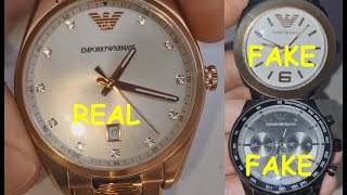 Armani watch real vs fake How to tell original Emporio Armani wrist watch [upl. by Neillij]