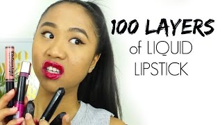 100 layers of Liquid Lipstick  THERESATRENDS [upl. by Shererd]