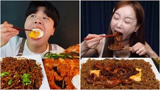 VERY HUNGRY mukbangers ‼️🍜 Insanely BIG bites [upl. by Eednas]