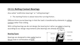 Ch11 RollingContact Bearings 1  ARABIC [upl. by Nirraj]