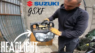 Suzuki GSXF 750 headlight removal  Ausbau des Scheinwerfers  dépose des phares  eliminación faros [upl. by Nnahoj]