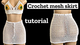 Quick and easy Crochet mini mesh skirt tutorial [upl. by Dinah]