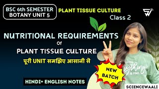 Nutritional Requirements of Plant tissue cultureBSc 6th Semester BOTANY unit 6 [upl. by Tnarb522]