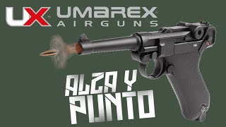 Pistola Umarex Legends Luger P08 BlowBack en Español umarex airecomprimido co2 alzaypunto [upl. by Ysac]