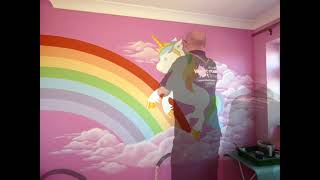 How to paint a Rainbow Unicorn Mural [upl. by Eimmis]