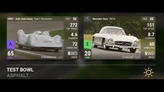 Audi Auto Union Type C Streamliner vs Mercedes 300SL TEST BOWL [upl. by Yelkao]