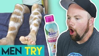 Men Try Nair  Hair Removal Spray Depilatory Cream [upl. by Ede]