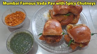 Mumbai Famous Vada Pav Recipe  Two Types of Spicy Chutneys  Vada Pav  VadaPav With Spicy Chutneys [upl. by Aspa398]