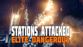 Elite Dangerous  Thargoids Attack Stations Damaged and Burning [upl. by Nwahsear773]