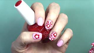 Dazzle Dry Red Floral Nails Inspired by 2024 Valentines Minnie Ears [upl. by Tufts]