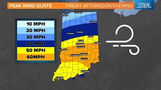 Higher wind speeds expected Friday as Hurricane Helene slingshots through Indiana [upl. by Anayk]