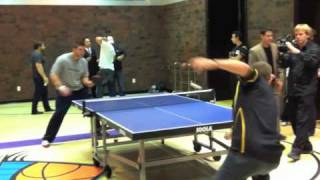 How To Play Ping Pong Tim Tebow QB Broncos vs USAF Cadet Trevor Runyon [upl. by Huff704]