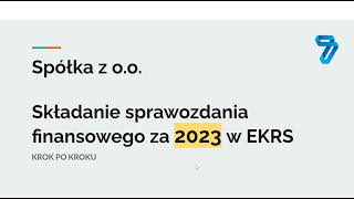 SPRAWOZDANIE FINANSOWE  instrukcja składania krok po kroku  SPÓŁKA Z OO 2024 [upl. by Katherin38]