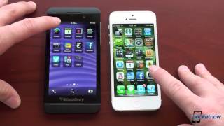 iPhone 5 vs BlackBerry Z10  Pocketnow [upl. by Niwrehs]