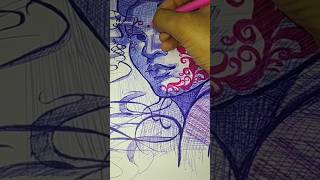 Free Hand Ballpoint Pen Sketching🌸shorts art youtubeshorts trending [upl. by Nerwal483]