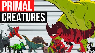 Genndy Tartakovskys Primal  ALL Creatures and Characters  Size Comparison [upl. by Kellen656]