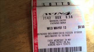 Proof of my Purchasing of Win4 and NY Lotto 05012013 [upl. by Aniteb]