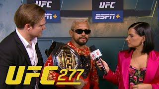 Deiveson Figueiredo reacts to Brandon Moreno’s win vs Kai KaraFrance at UFC 277  ESPN MMA [upl. by Ahkihs]