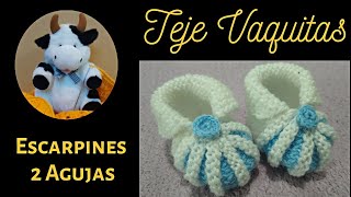 ESCARPINES PASO A PASO  Tutorial 2 Agujas  Teje Vaquitas [upl. by Kiel]