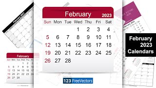 February 2023 Calendar  123FreeVectors [upl. by Naujet]