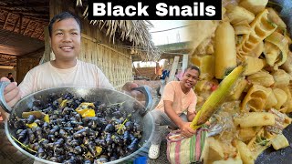 Eating Black Snail at Restaurant  Chilli Man ke liye Fresh Vegetables  ​⁠​⁠MonuBikomiya ka Gaon [upl. by Annoled]