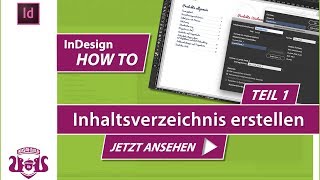 Inhaltsverzeichnis erstellen – Teil 1  InDesign HOW TO [upl. by Westerfield]