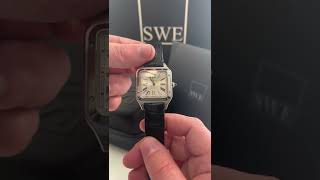 Cartier Santos Dumont Large Black Strap Steel Mens Watch WSSA0022 Review  SwissWatchExpo [upl. by Ycniuq713]