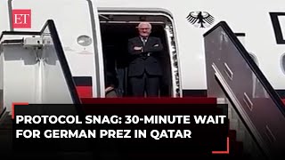 German President Steinmeier kept waiting for 30 minutes as Qatari Foreign Minister arrives late [upl. by Annairb]