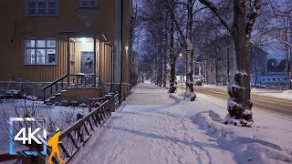 Alone at Night in the Snowy Suburban Streets of Helsinki Finland 4K [upl. by Kylstra95]