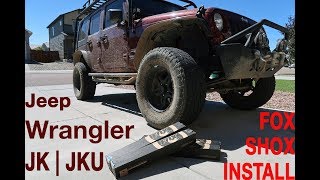 Jeep Wrangler JKJKU  FOX SHOX shocks INSTALL [upl. by Almire]