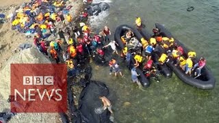 Drone video shows migrants arrival  BBC News [upl. by Karla]