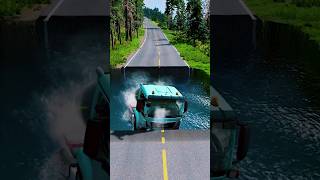 The strongest challenge for trucks to pass over the water slope automobile bngcrashes beamngdrive [upl. by Jarib]