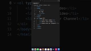 OL Tag in HTML html viral coding [upl. by Notsew435]