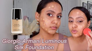 Giorgio Armani Luminous Silk Foundation Demo  Review  Wear Test Acne Prone Skin  75 [upl. by Akinehc]