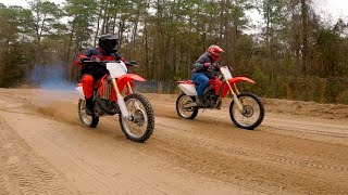 Stock CR125R VS Stock CRF250R  2 Stroke VS 4 Stroke [upl. by Isiad]