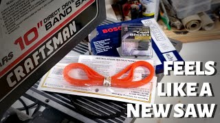 Craftsman 10 inch bandsaw tune up 2  NEW PARTS TIPS FAQS amp ANSWERED COMMENTS [upl. by Aisatan414]