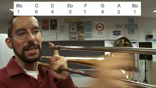 Concert BFlat Major Scale  Trombone Tutorial amp Note Map [upl. by Leryt676]