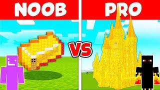 NOOB vs PRO GOLDEN CASTLE HOUSE Build Challenge in Minecraft [upl. by Hpeseoj]