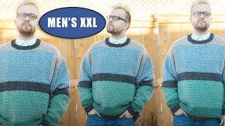 How to crochet a wool pullover  Making a mens XXL sweater  Last Minute Laura [upl. by Mailli785]