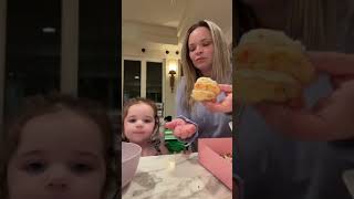 Trisha Paytas Crumble Collab Donut Feast with Cute Baby Girl [upl. by Korfonta]