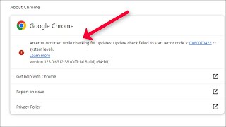 An Error Occurred While Checking For Updates  Error Code 3 0x80070422  Chrome [upl. by Nnyrb]