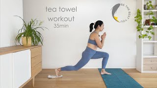 35 min intermediate Post Partum workout with towels [upl. by Alekehs]