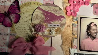 Embellished index card rolodex card and ATC Coin junk journal cluster pinkribbon [upl. by Buderus680]