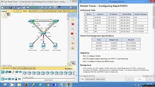 3322 Packet Tracer  Configuring Rapid PVST [upl. by Ellirehs45]