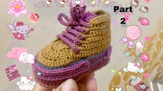 how to crochet baby booties converse style booties crochet boots double sole 9 cm sapatinho [upl. by Persons]