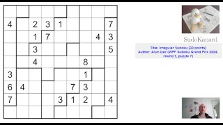 Eng Irregular Sudoku by Arun Iyer WPF Sudoku Grand Prix 2024 round 7 puzzle 7 [upl. by Nylra541]