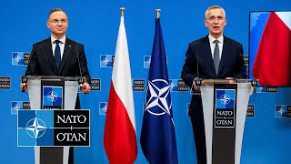 NATO Secretary General with the President of Poland 🇵🇱 Andrzej Duda 14 MAR 2024 [upl. by Nwahsuq351]