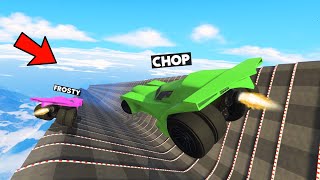 CHOP WON IMPOSSIBLE MEGA RAMP USING SUPER CAR CHEAT IN GTA 5 [upl. by Yirinec]